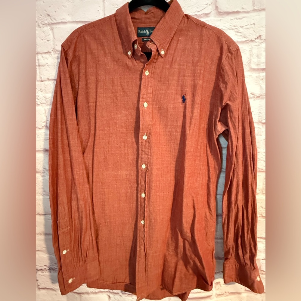 Ralph Lauren Men’s Button Down Cotton Heavy Weight Washed out Red color
